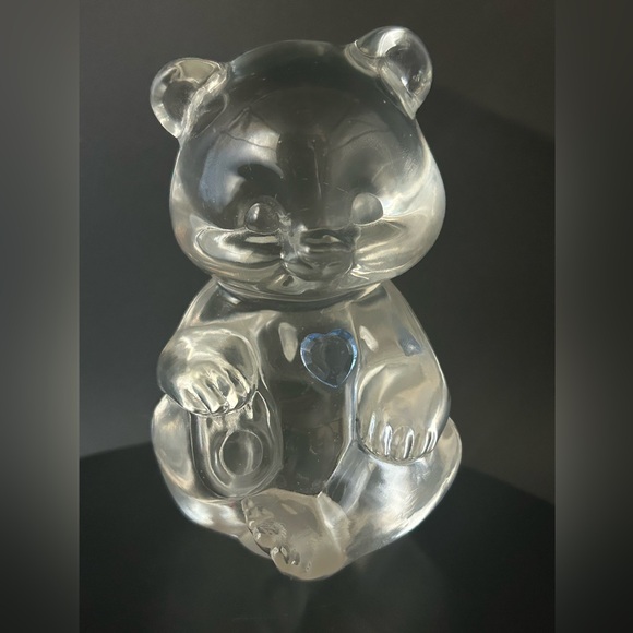 Fenton Other - Vintage Fenton Art Glass Bear Figurine: Aquamarine Heart Birthstone